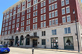 exterior shot of Hotel Julien in Dubuque, IA