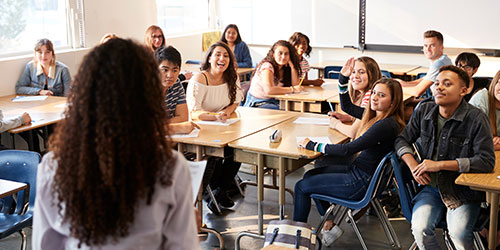 High school age students in a classroom