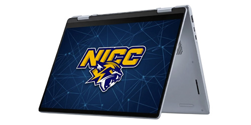 A dell laptop in tent mode.