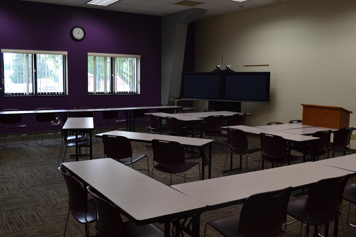 A Cresco center classroom equipped with a polycom system.