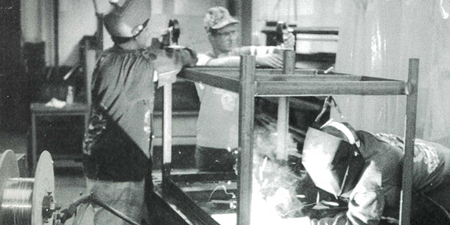NICC welding students working in the lab, 1999.