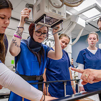 Radiology Technology students in lab
