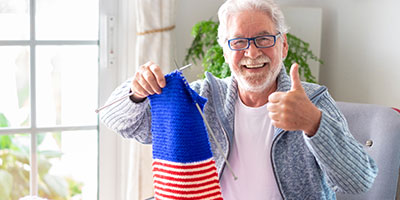Adult making a blanket