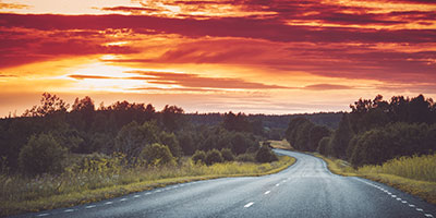 Sunset scene above a road