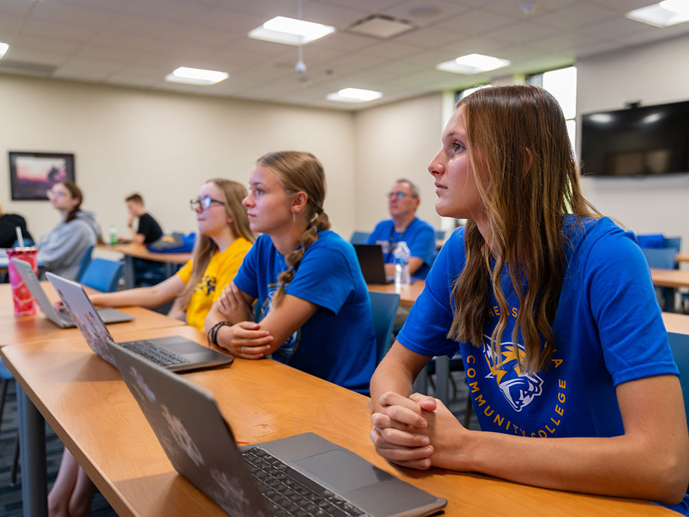 Students sitting in a classroom lecture