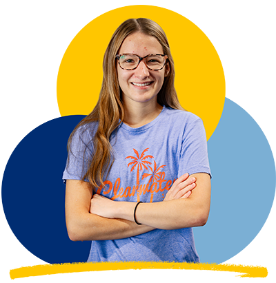 A cutout of an NICC student posing for the camera.