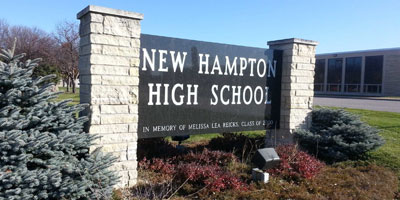 The New Hampton High School sign.