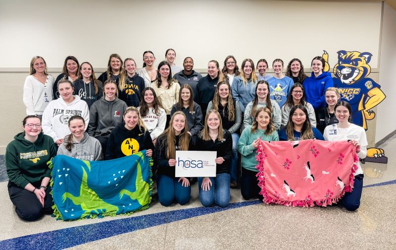 Group Picture of HOSA students with blankets