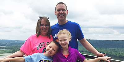 Drew Batterson with his family.