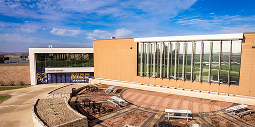 Drone shot of NICC Calmar campus
