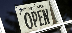 Photo of Open for business sign