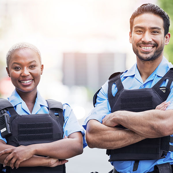 Smiling police crew