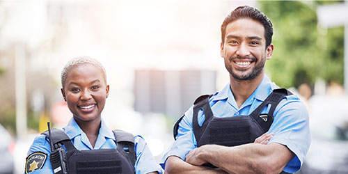 Smiling police crew