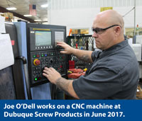 Photo of Joe O'Dell at Dubuque Screw Products.